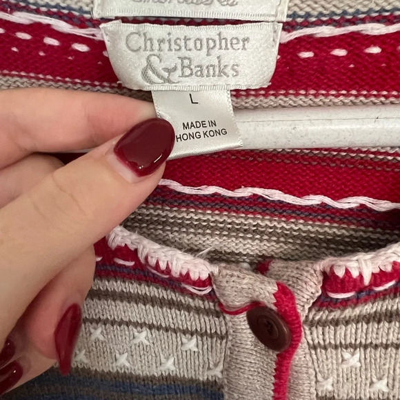 Hand Embroidered Striped Cardigan L - Picture 3 of 4